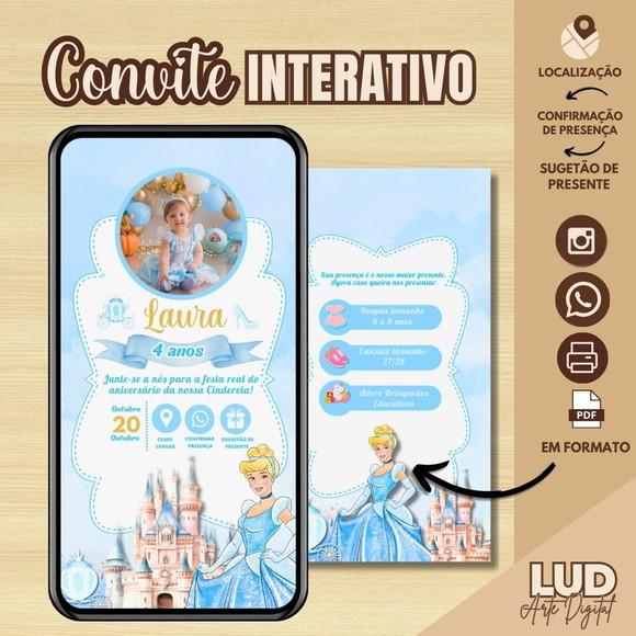 Convite Digital Interativo Cinderela