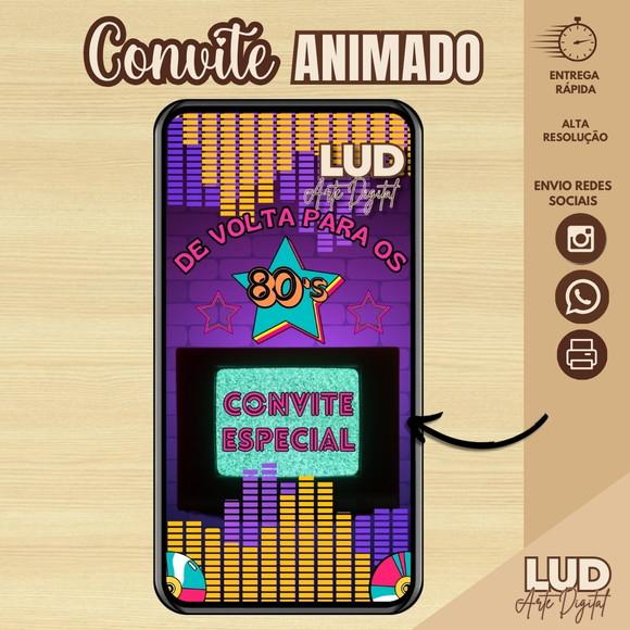 Convite Animado Adulto Retro Anos 80's