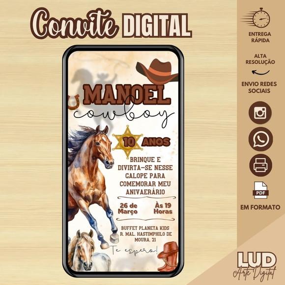 Convite Digital Cavalo /cowboy/haras