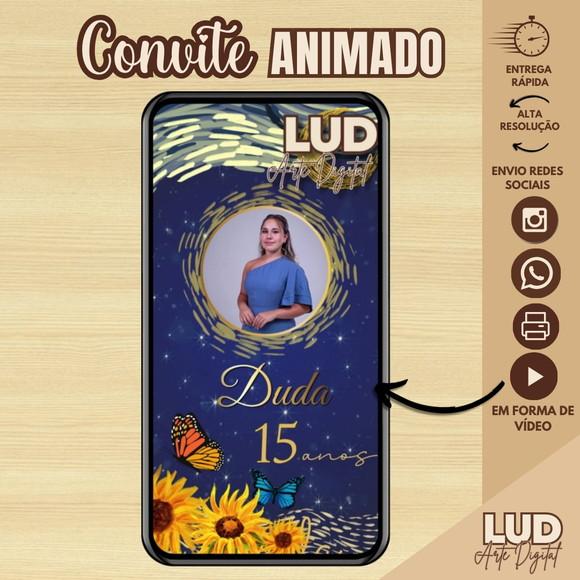 Convite Animado 15 Anos Noite Estrelada de Van Gogh