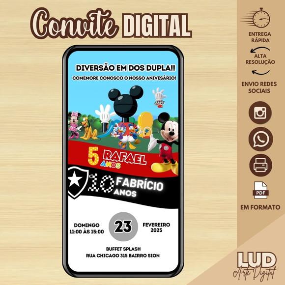 Convite Digital Dois Temas/duplo - Mickey e Botafogo