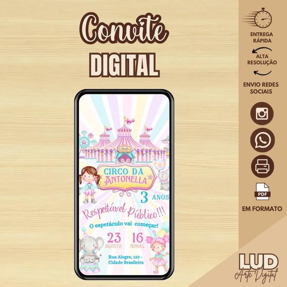 Convite Digital Circo Rosa