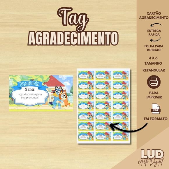 Tag de Agradecimento Bluey Personalizada