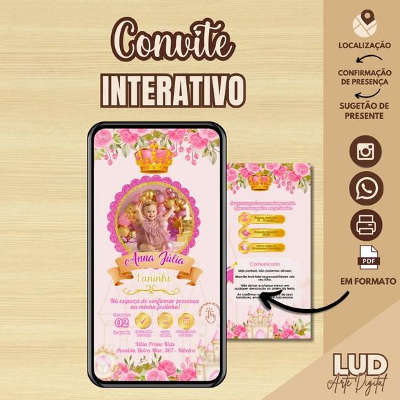 Convite Digital Interativo Realeza/princesa/coroa