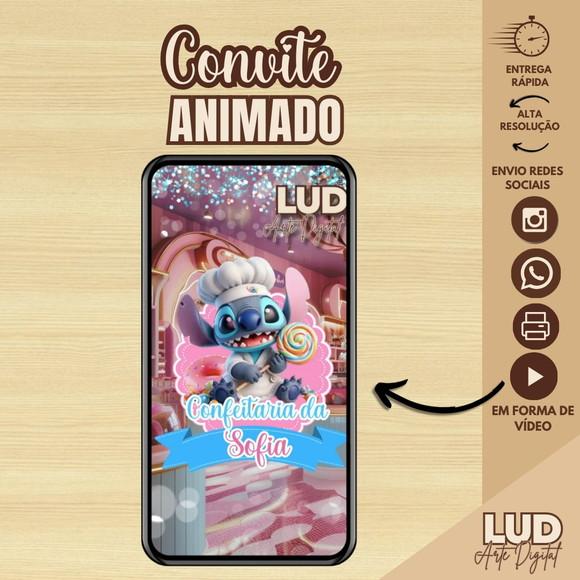 Convite Animado Stitch Confeiteiro