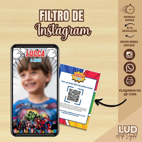 Filtro de Instagram Super Heróis + Plaquinha com Qr Code