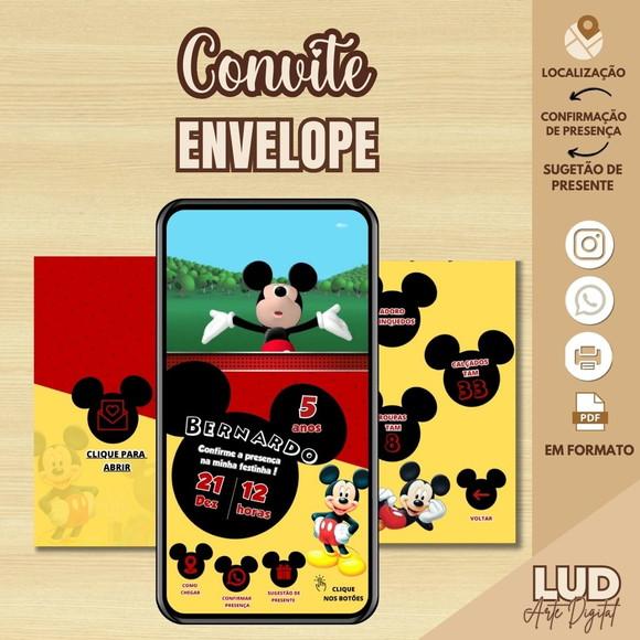 Convite Envelope Interativo Mickey