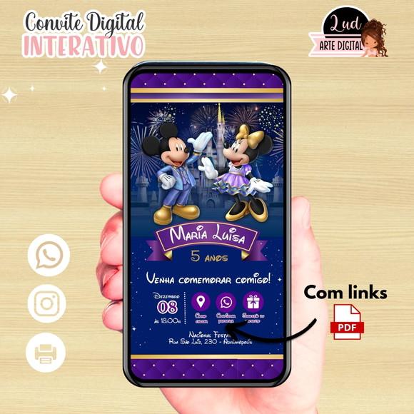 Convite Interativo Minnie e Mickey Disney 50 Anos