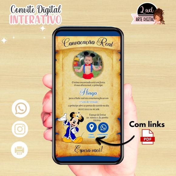 Convite Digital Interativo Mickey Realeza