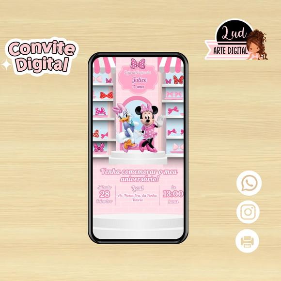 Convite Digital Loja de Laço da Minnie