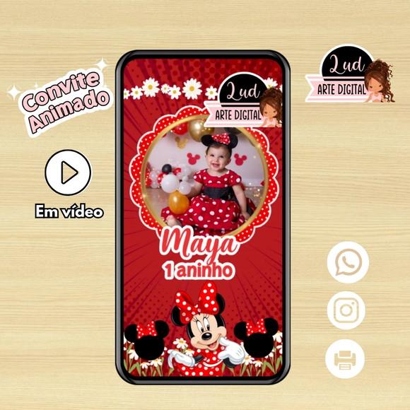 Convite Animado Minnie Vermelha