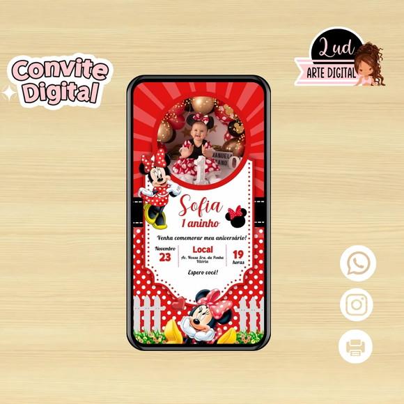 Convite Digital Minnie Vermelha