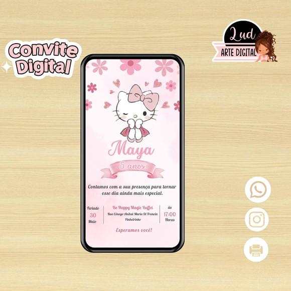 Convite Digital Hello Kitty