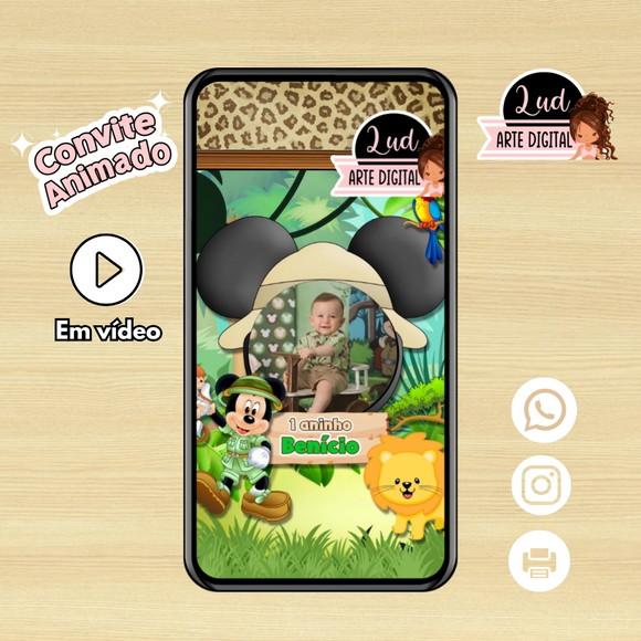 Convite Animado Safari do Mickey