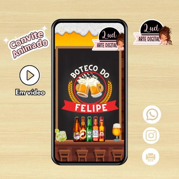 Convite Animado Adulto Boteco/cerveja