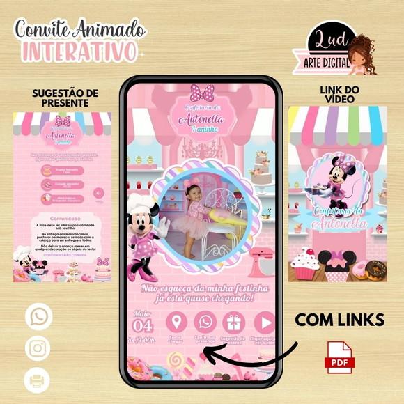 Convite Interativo Animado Confeitaria da Minnie