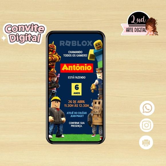 Convite Digital Roblox Rosa