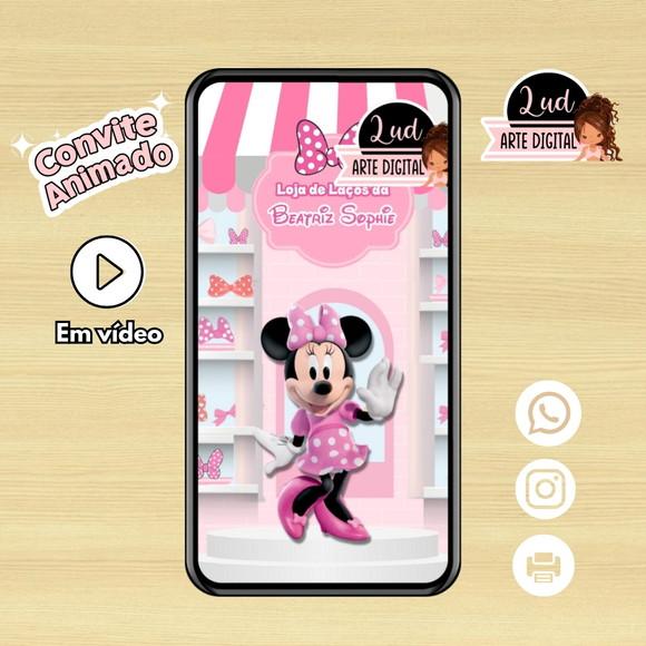 Convite Animado Minnie Rosa