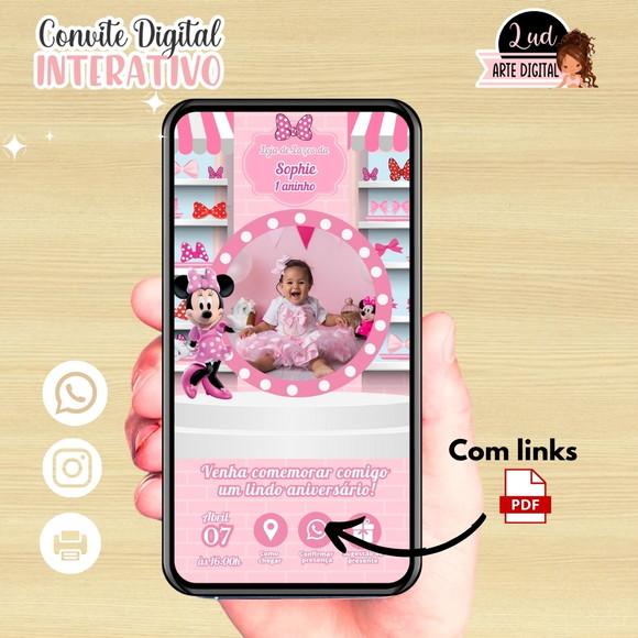Convite Digital Interativo Loja de Laço da Minnie