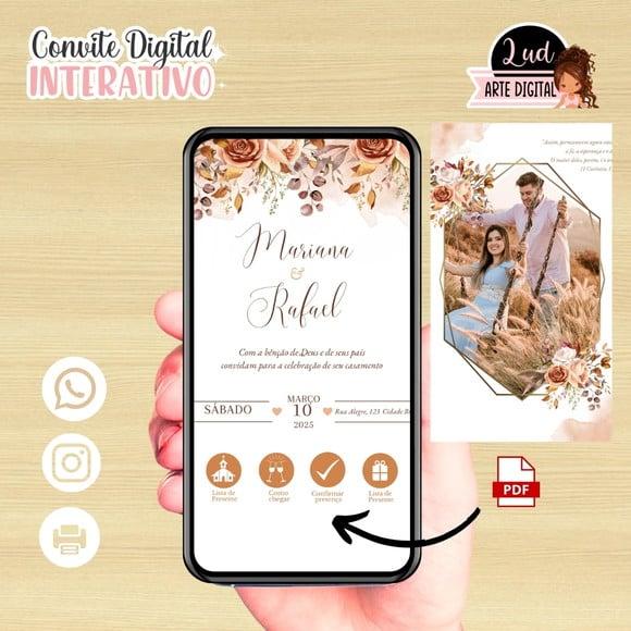 Convite Digital Interativo Casamento Terracota