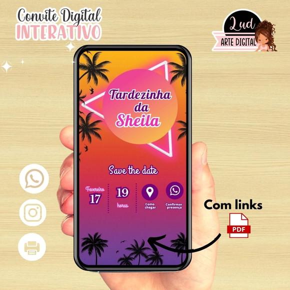 Convite Digital Interativo Adulto Tropical/tardezinha