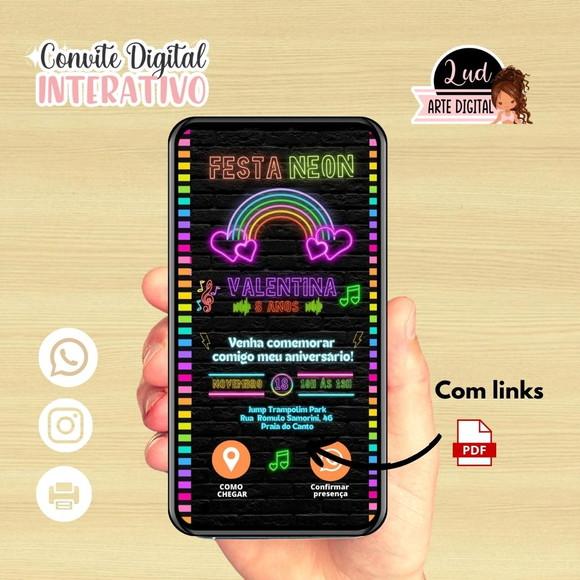 Convite Digital Interativo Neon