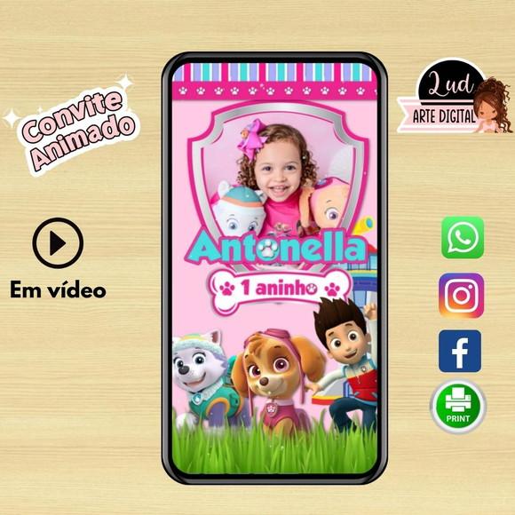 Convite Animado Vertical Patrulha Canina