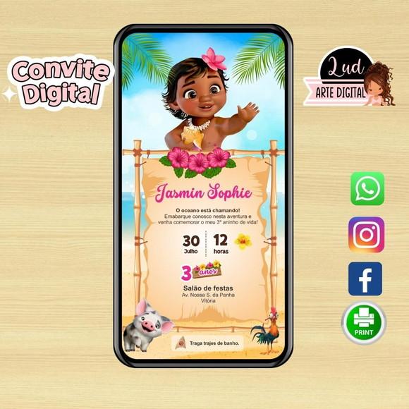 Convite Digital Moana Baby