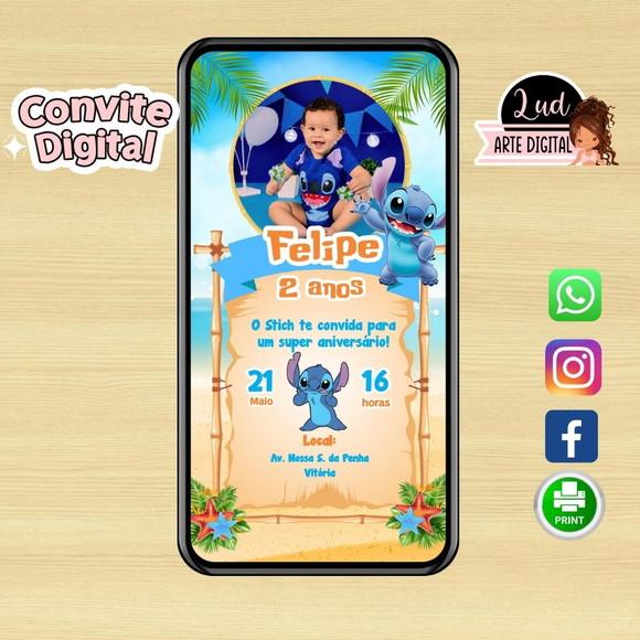 Convite Digital Lilo Stitch