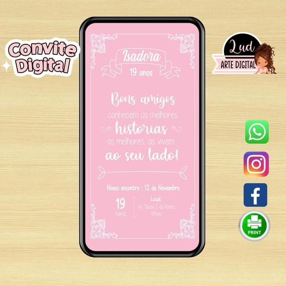 Convite Digital Adulto Rosa