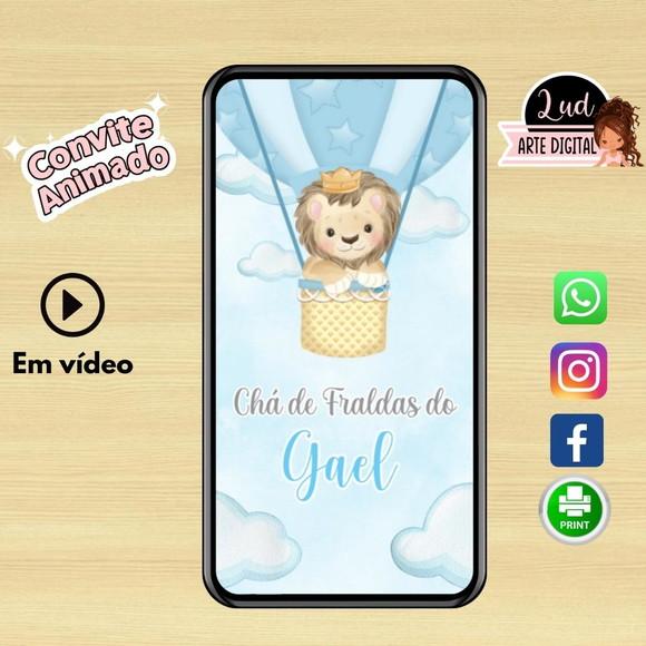 Convite Animado Chá de Fralda Ursinho Baloeiro