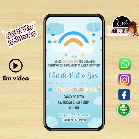 Convite Animado 30s Chá de Fralda Nuvem