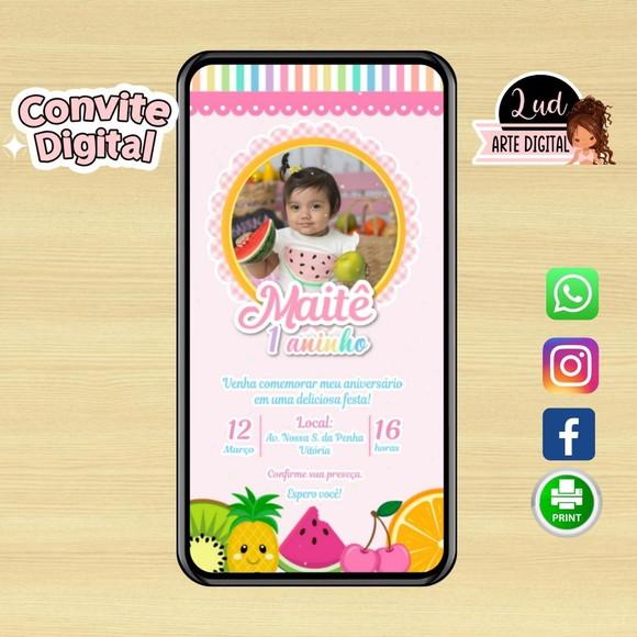 Convite Digital com Foto Frutas/tutti Frutti