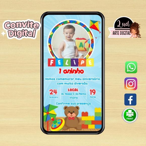 Convite Digital com Foto Brinquedos