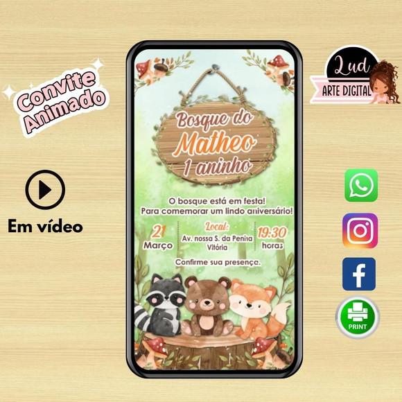 Convite Animado Vertical 30s Bosque
