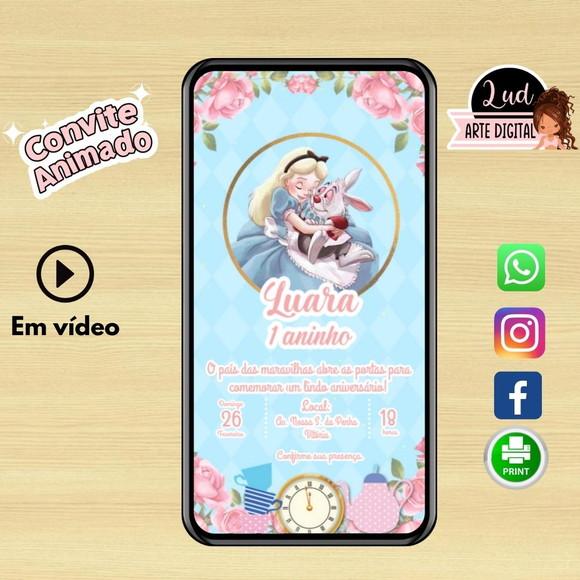Convite Animado Vertical 30s Alice