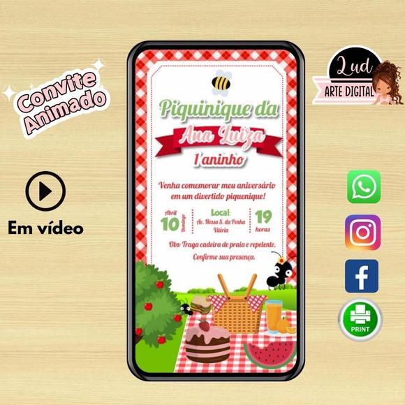 Convite Animado Vertical 30s Piquenique Picnic