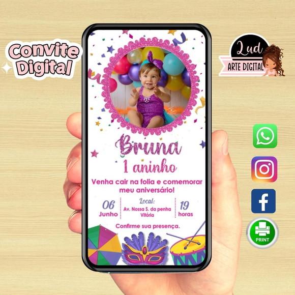 Convite Digital com Foto Carnaval