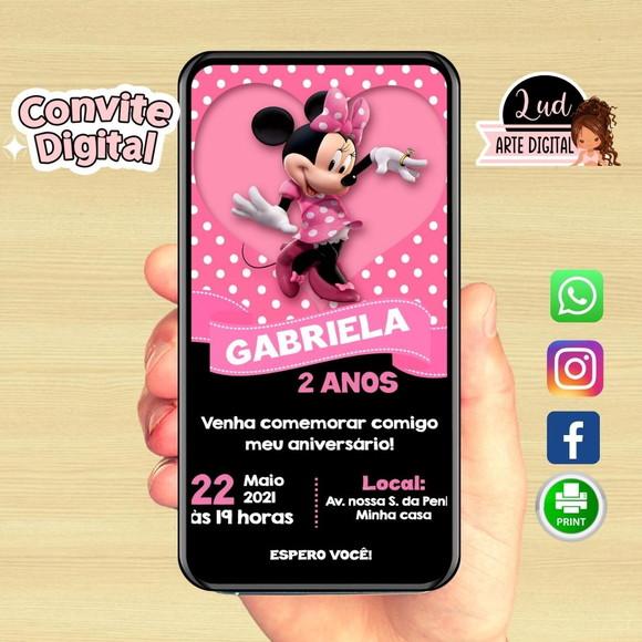 Convite Digital Minnie Rosa