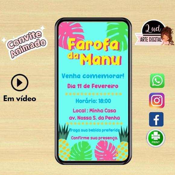 Convite Animado Vertical 30s Farofa da Gkay