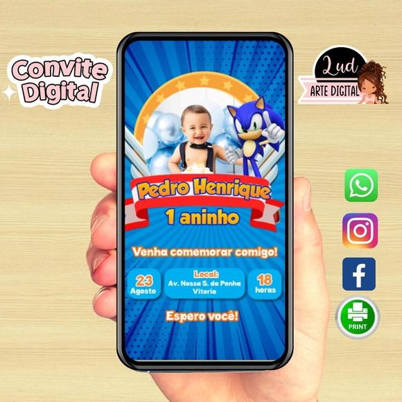 Convite Digital com Foto Sonic