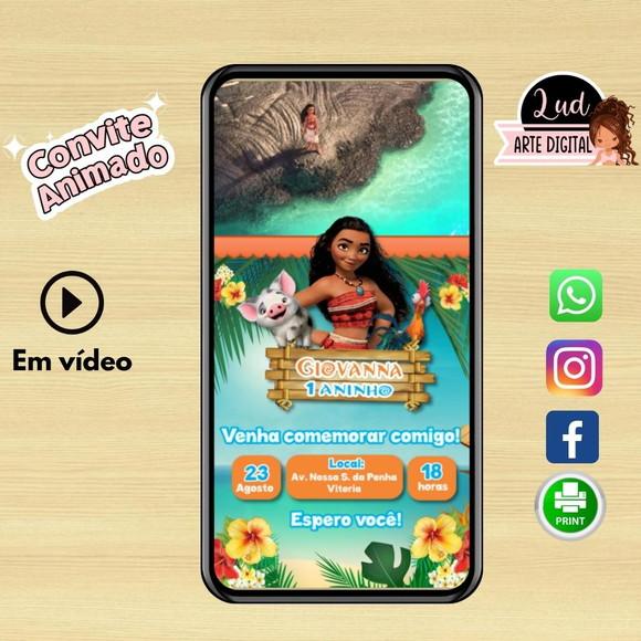 Convite Animado Vertical Moana 30s