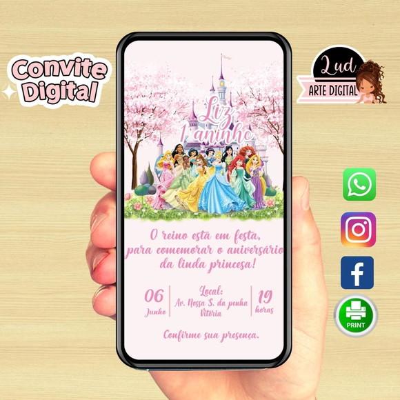 Convite Digital Princesas Disney