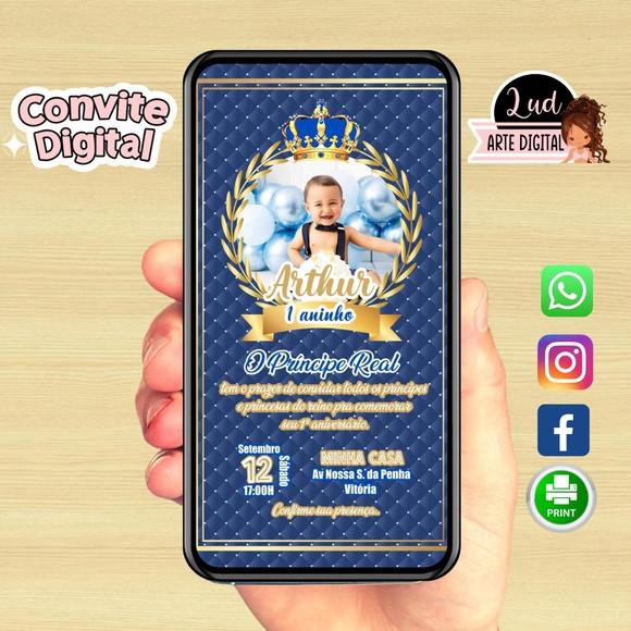 Convite Digital com Foto Realeza / Príncipe