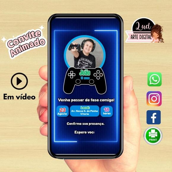 Convite Animado Vertical 30s Gamer