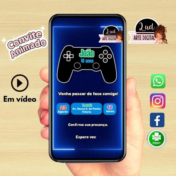 Convite Animado Vertical 30s Gamer