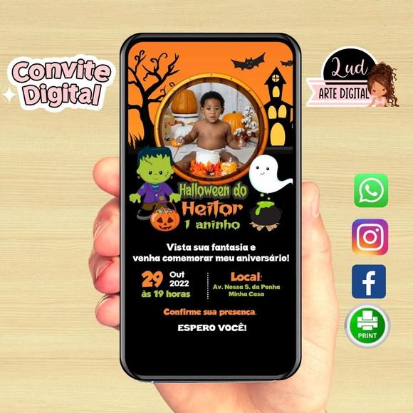 Convite Digital com Foto Halloween