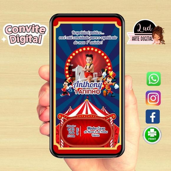 Convite Digital Com Foto Circo Do Mickey