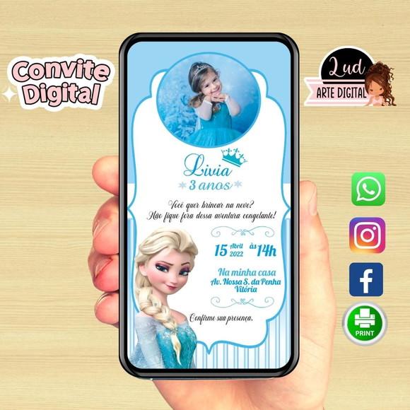 Convite Digital Com Foto Frozen