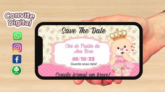 Convite Digital Ursinha Chá Fralda Save The Date